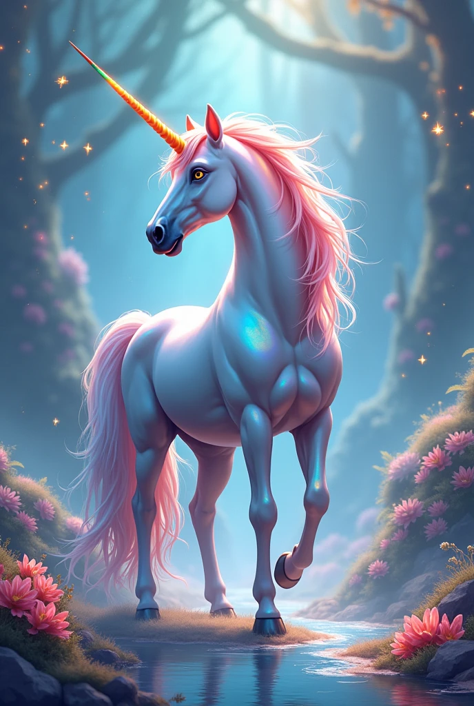 Generate a unicorn with rainbow 