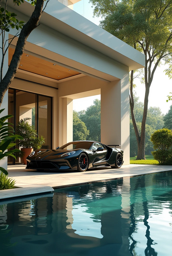 Villa garage room park a sports car image luck like real