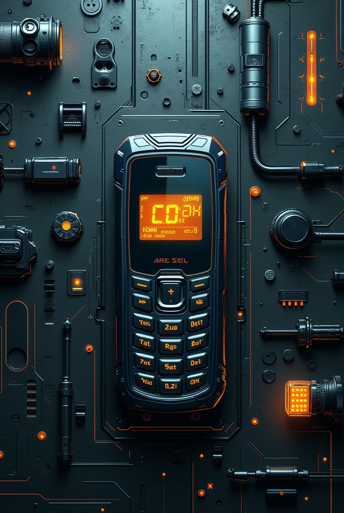 font "AREK SELL" ,background handphone machine,handphone tools,dark technology,handphone,cyberpunk,mobile phone service