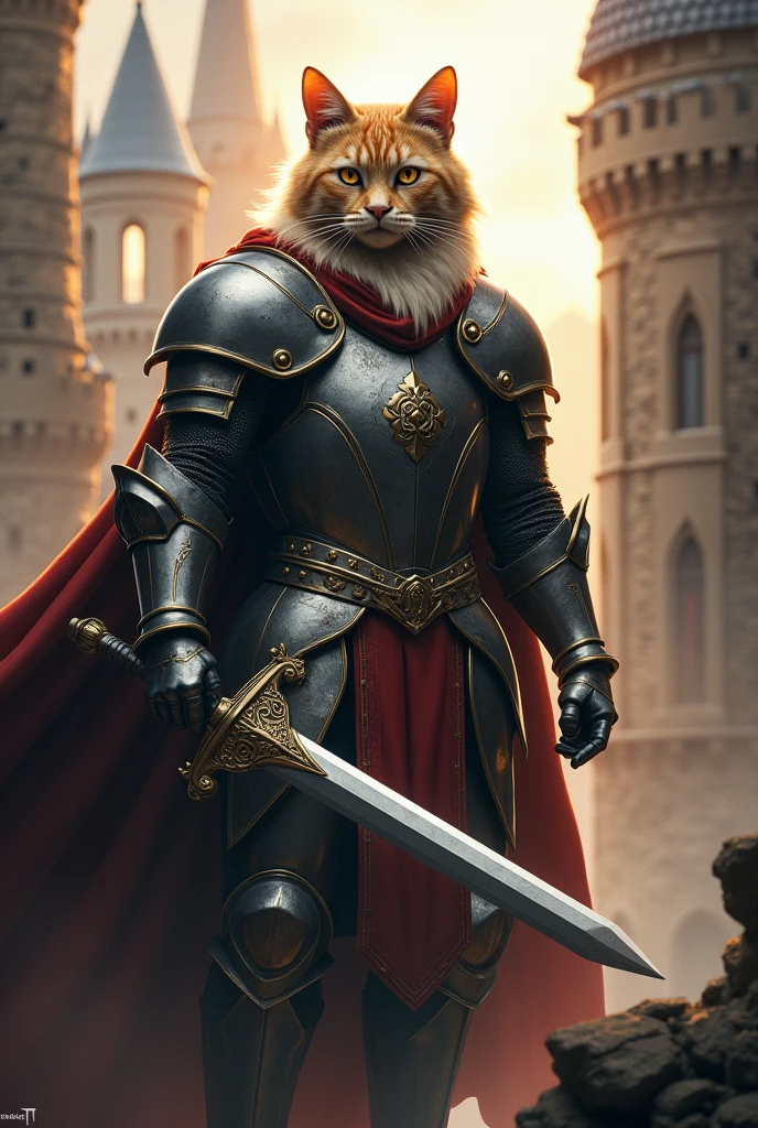 Create a knight cat image