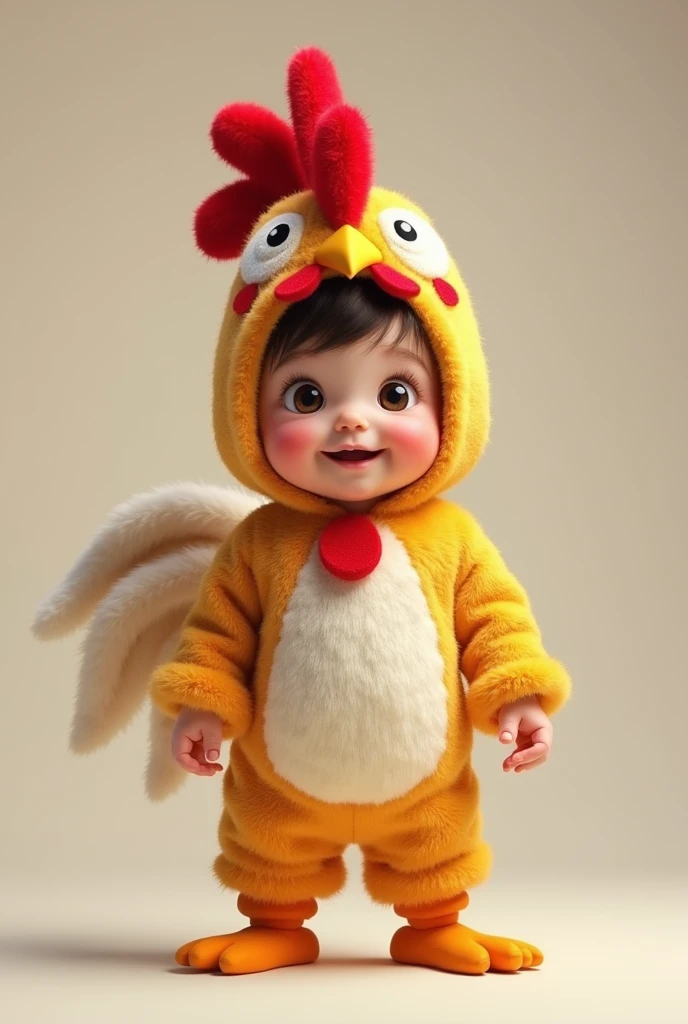 Full length portrait of a 2  standing wearing a rooster costume