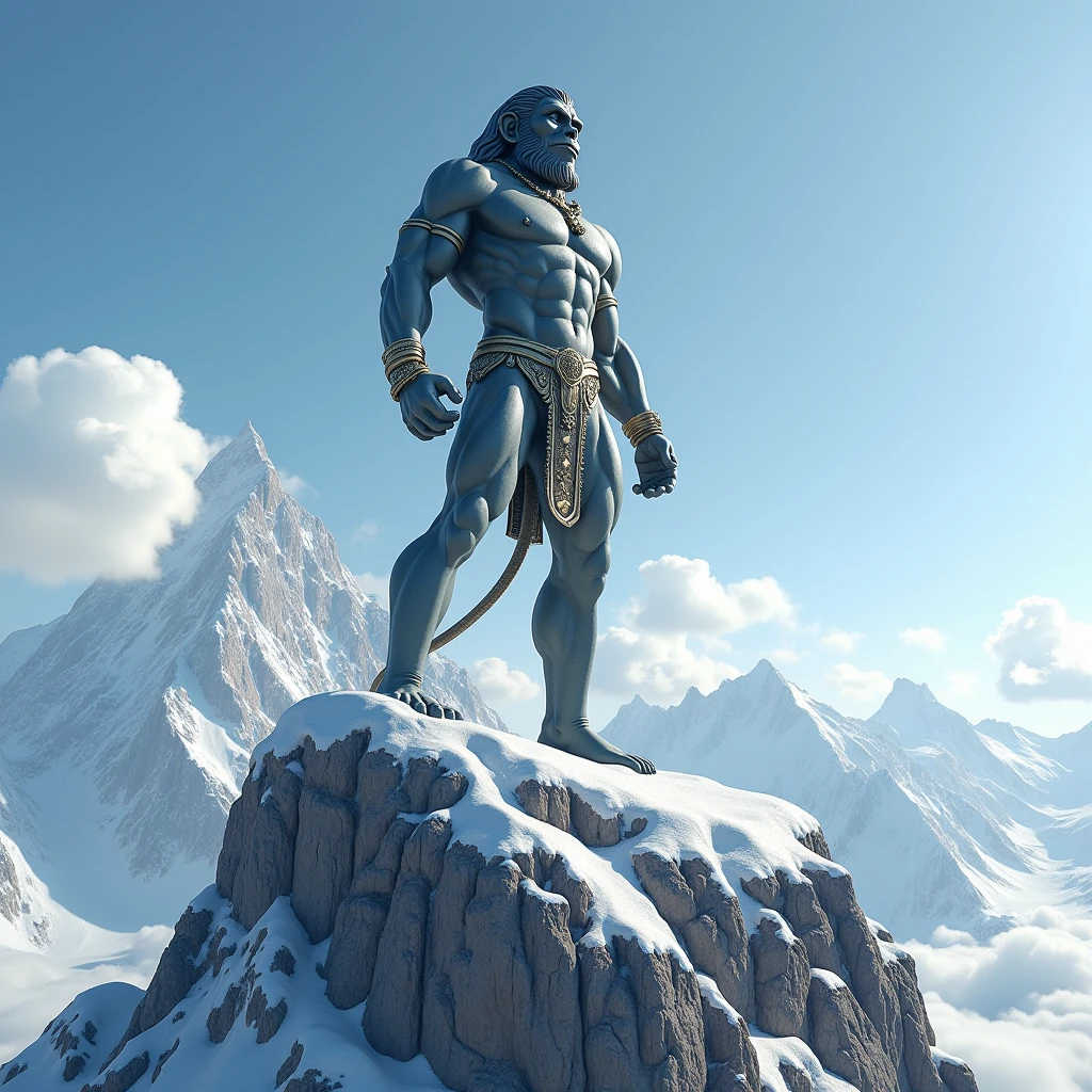 Statue of Lord Hanuman on the mountain