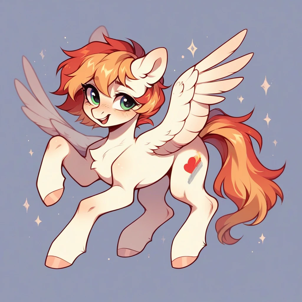 My little pony OC, wild pony, cuddly, femboy gender, wearing a cute outfit, full body, pegasus