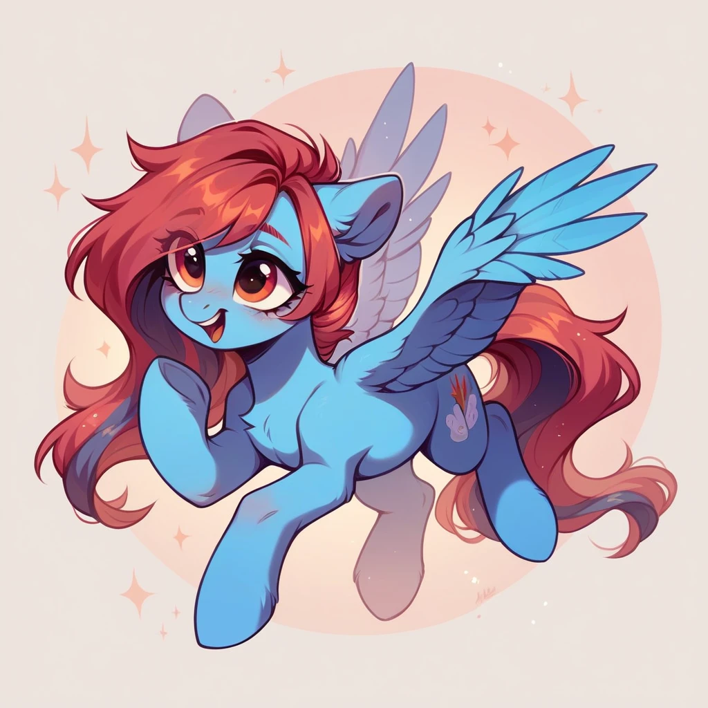 My little pony OC, wild pony, cuddly, femboy gender, wearing a cute outfit, full body, pegasus