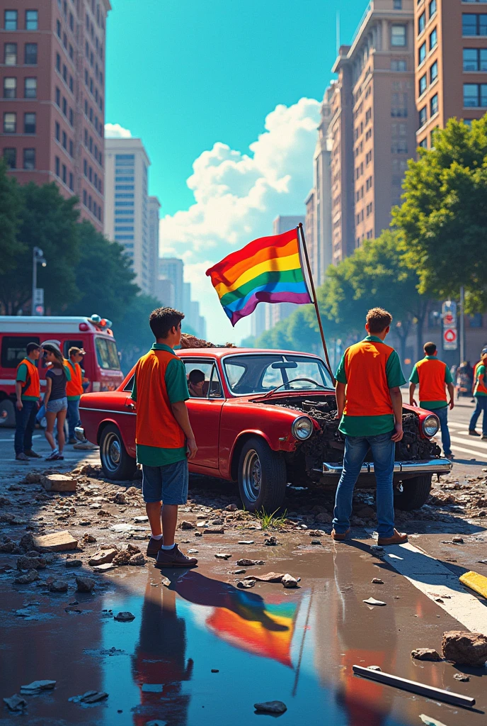 LGBT pride with car accident 