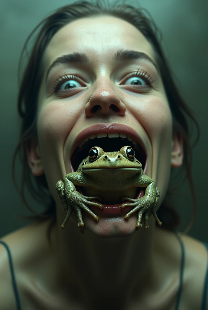 Create the image of a toad coming out of a person's mouth