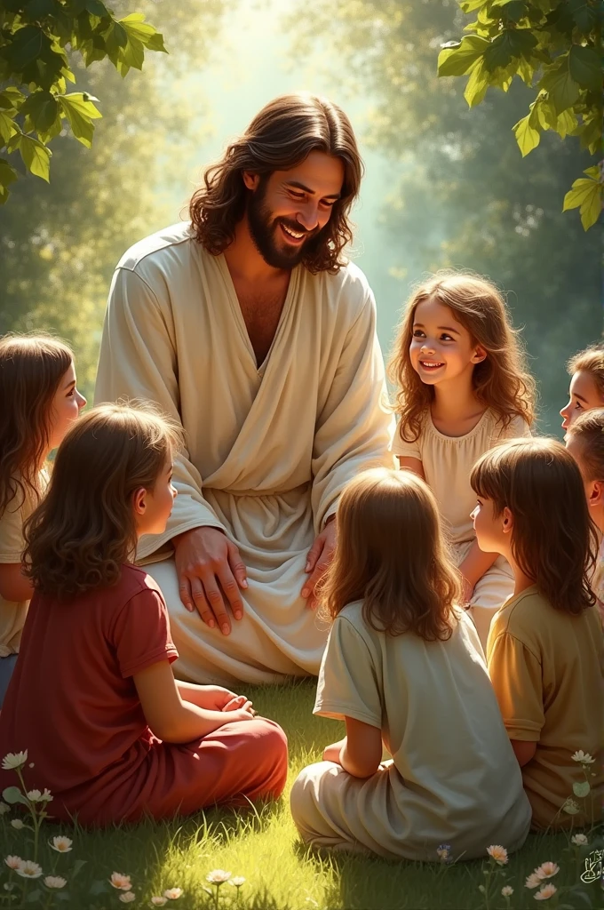 Drawing of children with Jesus
