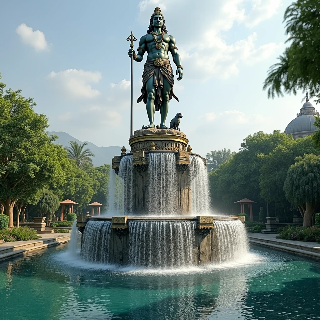 Statue of Lord Hanuman on the fountain