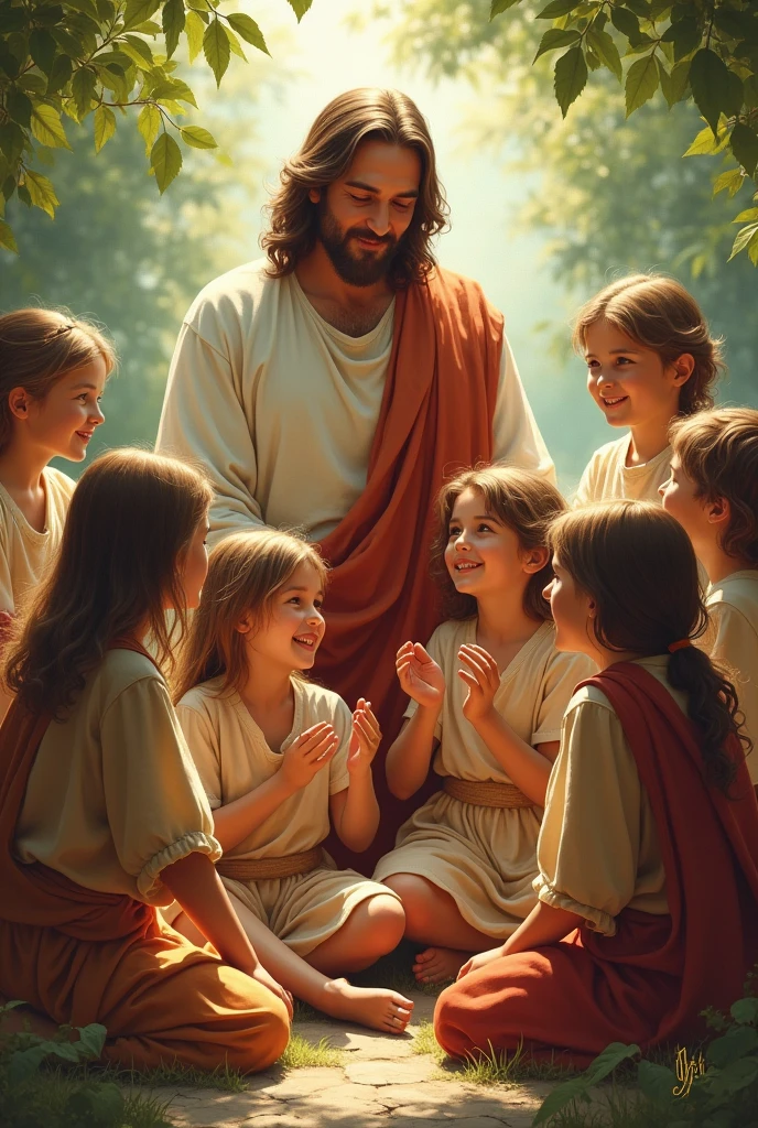 Drawing of children with Jesus