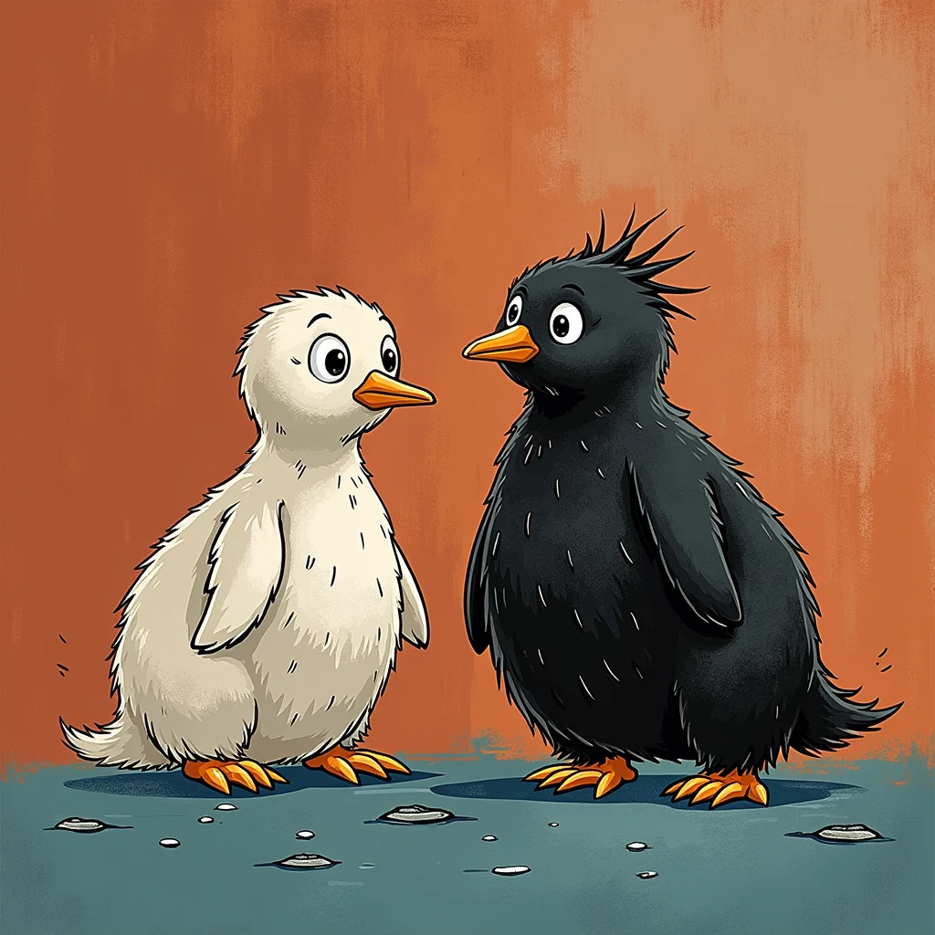 Draw a cartoon super fat emperor penguin baby, the penguin baby should be cute