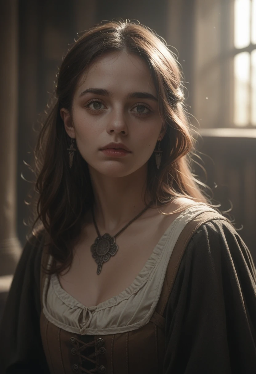 a medieval woman being sexually assaulted, ultra detailed, highly realistic, cinematic lighting, dark atmosphere, muted color palette, visceral and unsettling