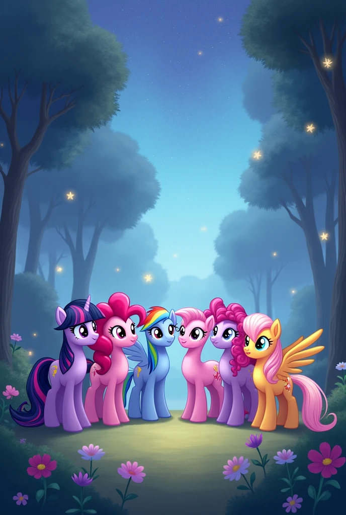 Sunny Starscout Misty BrightDawn Zipp Storm izzy Moonbow Pipp Petals TrailBlazer Sprout:*G5* and Twilight Sparkle Fluttershy Rainbow Dash Pinkie Pie Rarity Applejack:*G4*