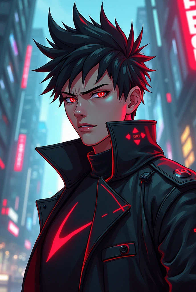 cyberpunk anime man in red