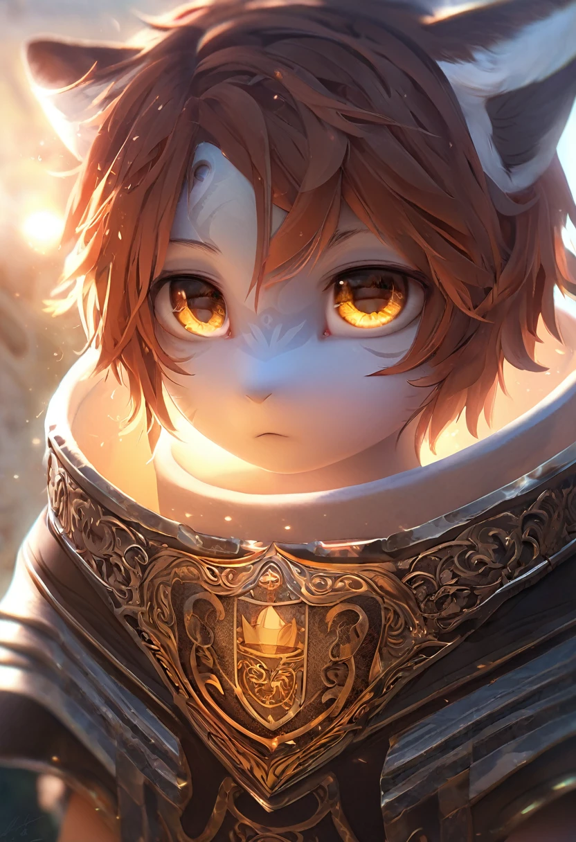 (absurdities, intricate details, masterpiece, Best Quality, High resolution, 8k), 1 male, delgado, young, aged, masked, finely detailed eyes and face, slightly faded auburn hair, amber eyes, portrait, looking at the viewer, Alone, half shot, detailed background, (light fantasy theme:1.1), approach, mercenary, Sun light, floating debris, colored plate armor, divine aura, bright and realistic lighting, marble castle, intense atmosphere, RING, coat of arms, Brazier, , depth of field, visual effects.