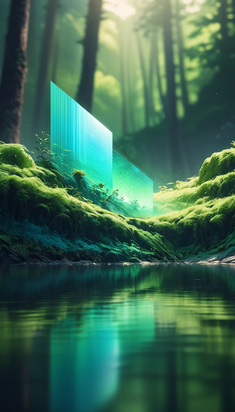 A blurred background featuring a lush, colorful gradient with forest green and moss colors, complete with a blurry sky, light gradient, soft gradient texture, iridescent texture, holographic texture, and a reflective gradient. The scene is rendered in high-quality 4K and 8K, transitioning from green to moss in a smooth gradient.