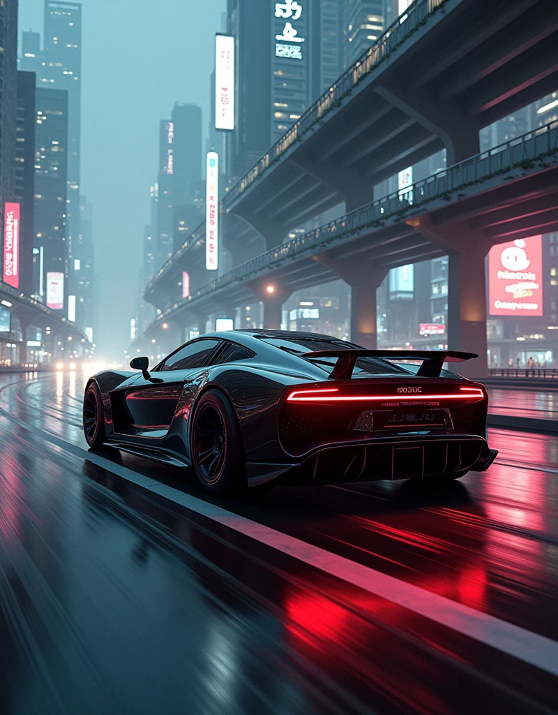 Marsdis car black in black city 
