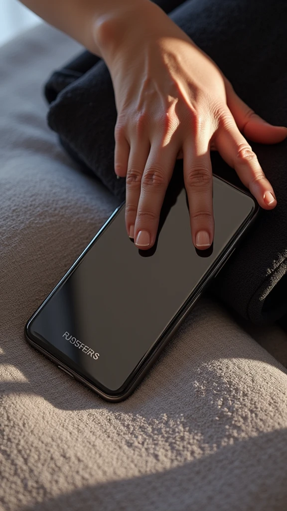 Close-up of the phone, lies on a massage table Texture 8K, very detailed, realistic, soft cinematic light, HDR, Sharp Focus, masterpiece, Фотор realistic, award winning photography, Canon EOS R5, 35 millimeters