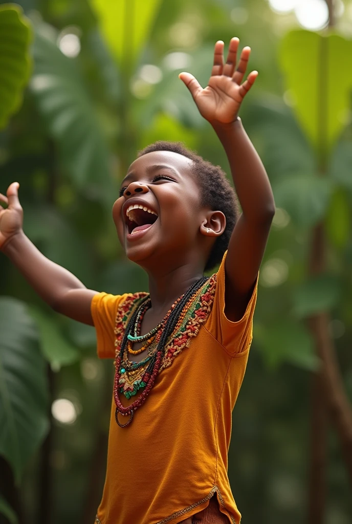 African boy kid singing