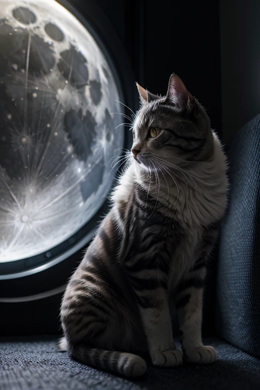 A CAT CONTEMPLATING THE MOON