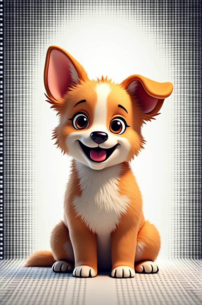 I want a picture of a cute dog, but it occupies a halftone screen with a square pattern