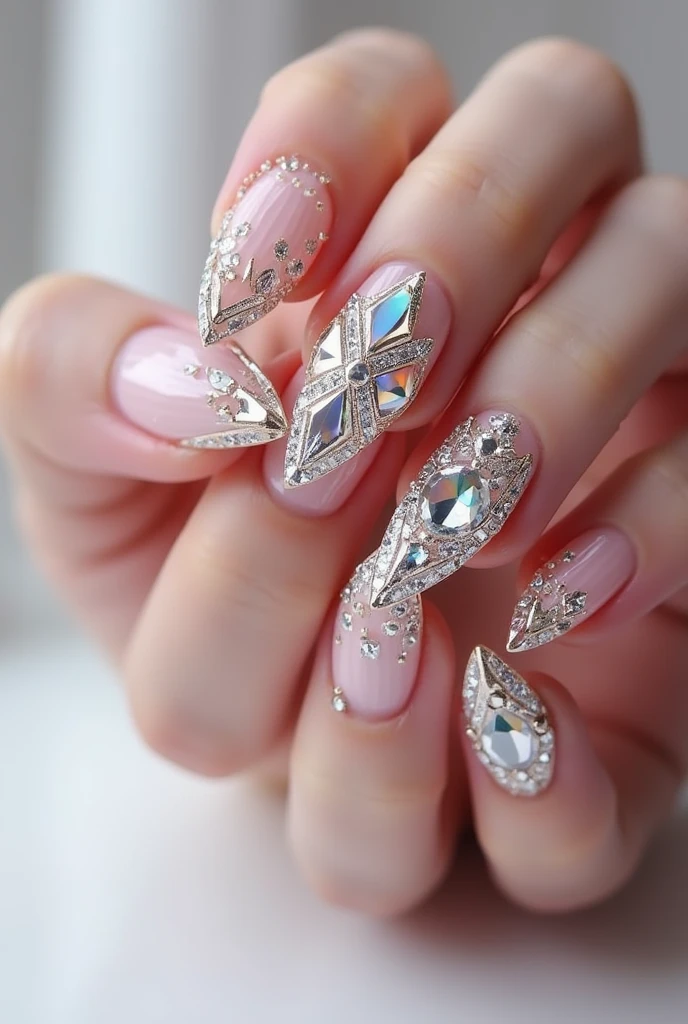 Make me nails that are inspired by diamonds