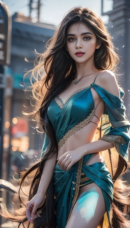 Miss + exit + India + like + veil splashArt, splashArt, league of legends splashArt, Art, One stroke, masterpiece, 8K, Extremely detailed, HD