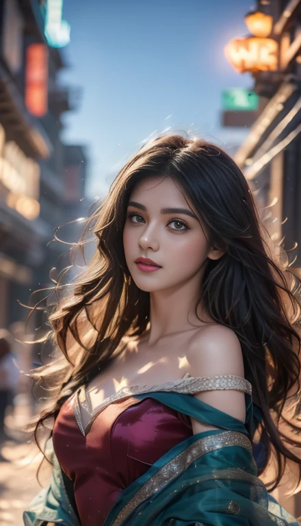 Miss + exit + India + like + veil splashArt, splashArt, league of legends splashArt, Art, One stroke, masterpiece, 8K, Extremely detailed, HD