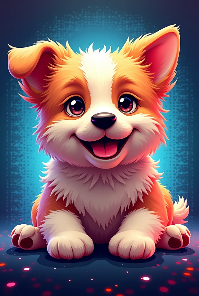 I want a picture of a cute dog, but it occupies a half-tone screen with a square pattern like the style, That is, the dog also has to go with that plot.