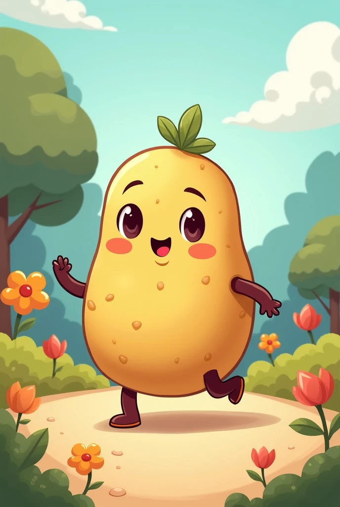 Walking Super potato cute cartoon