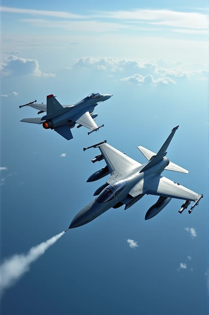 Picture of jf17 block 3 vs f16 size comparison flying in sky 