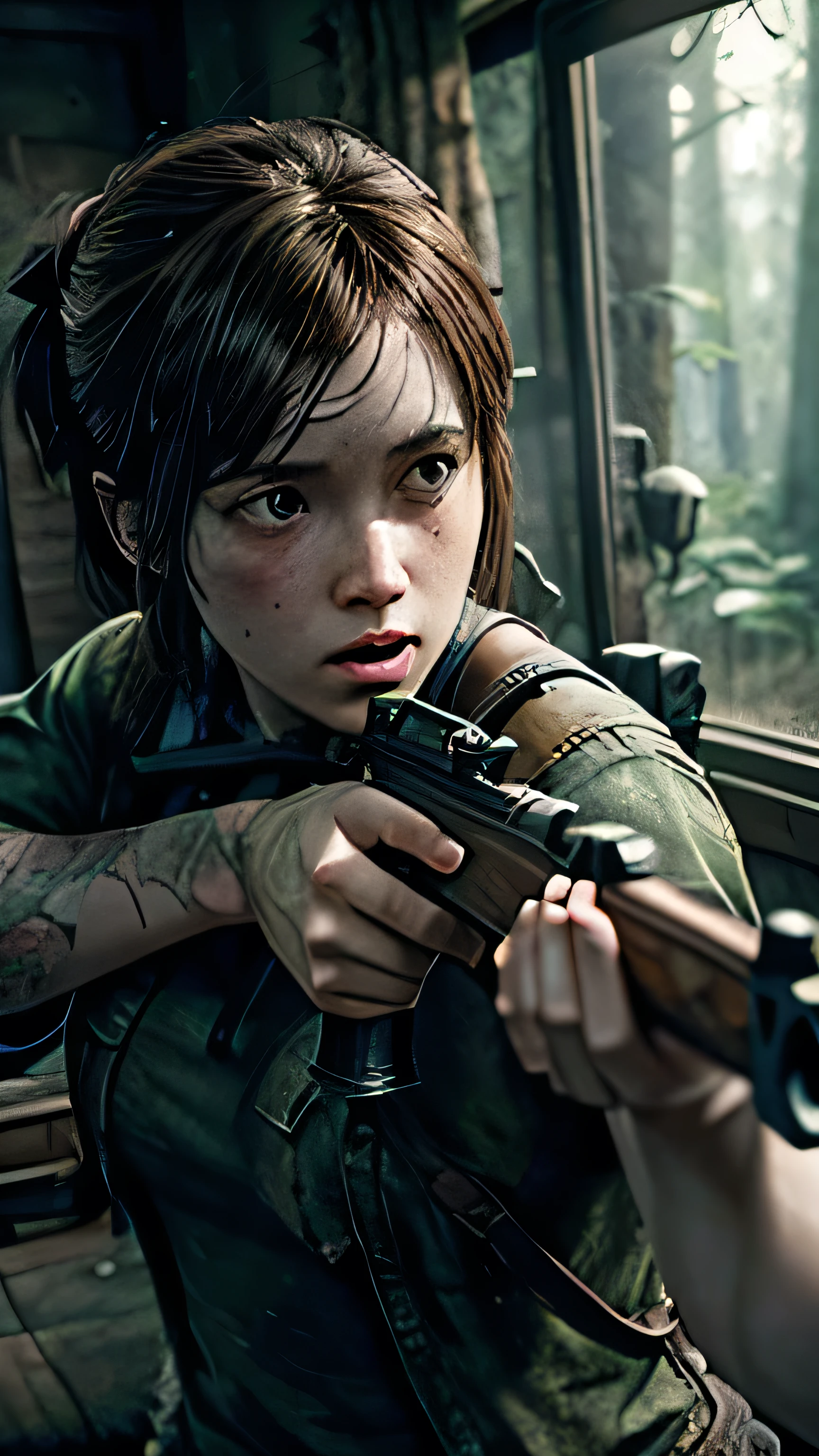 Ellie, from the game: The Last Of Us Part 2, Aiming with a bow