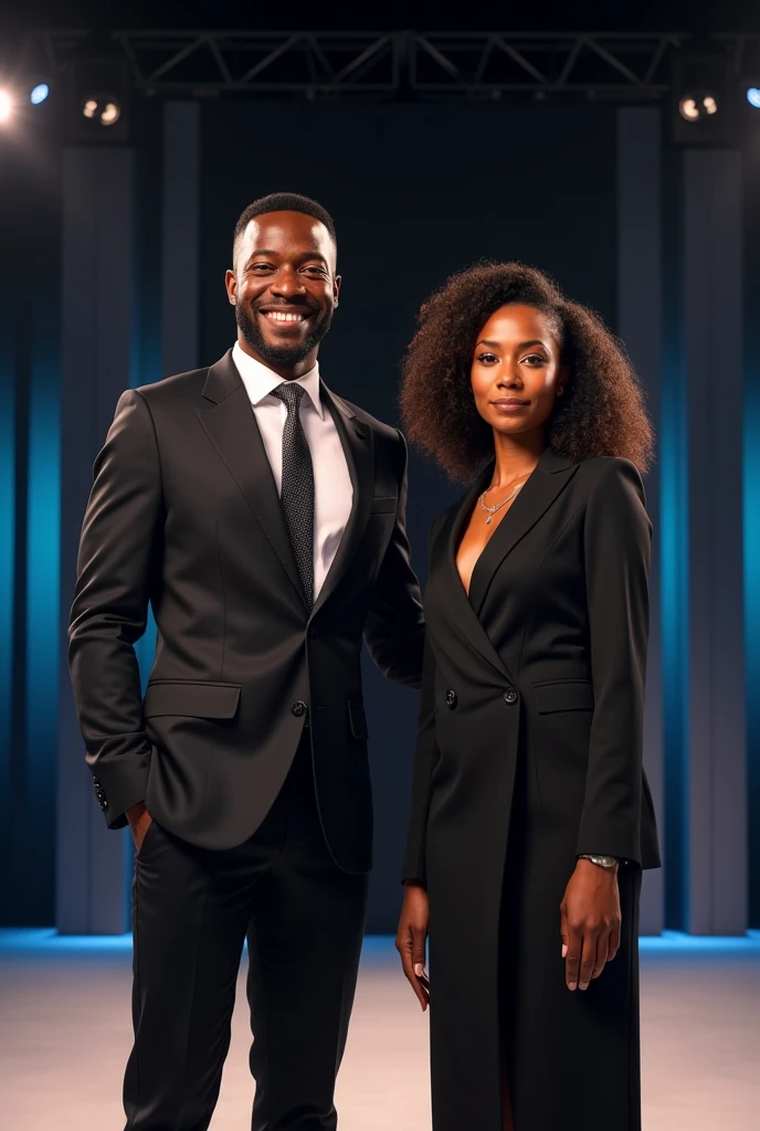 A black presenter and a black presenter. A man and a woman
