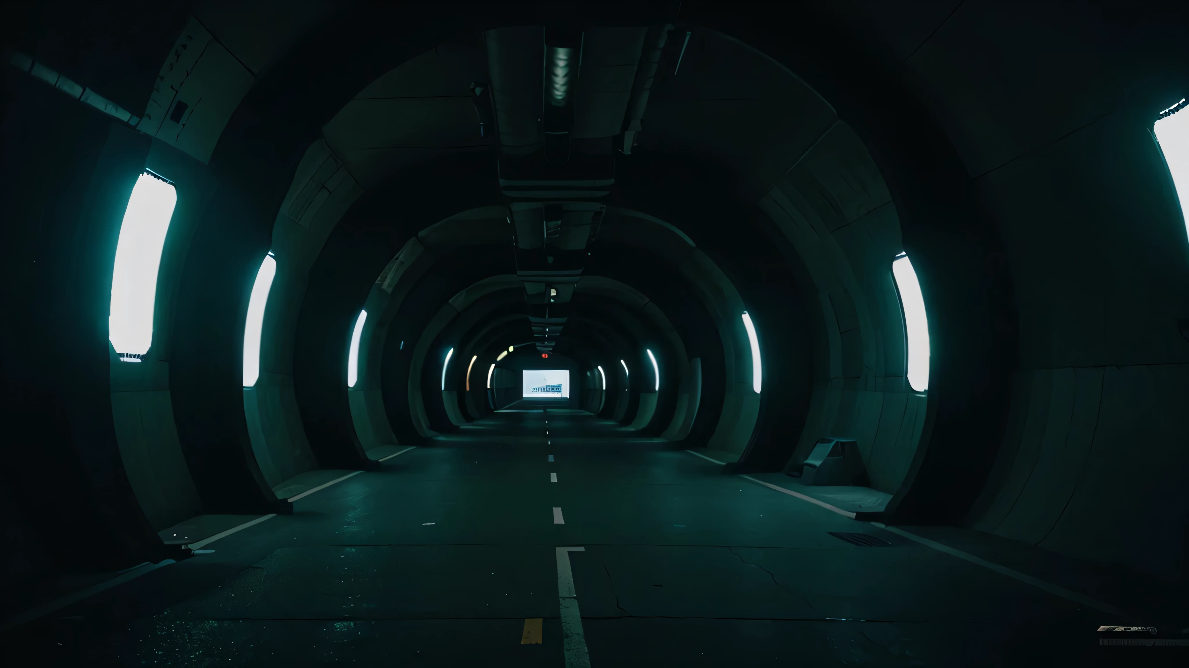 empty tunnel, dark, futuristic, city