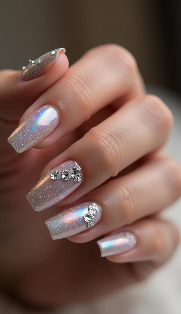 Make me nails that are inspired by diamons and luxury