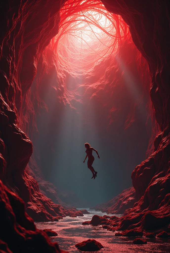 in a whale heart human swimming.