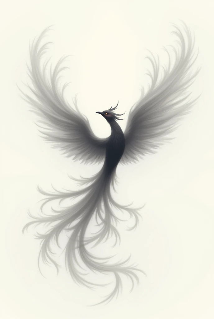 Abstract phoenix drawing flying upwards , and made with smoke