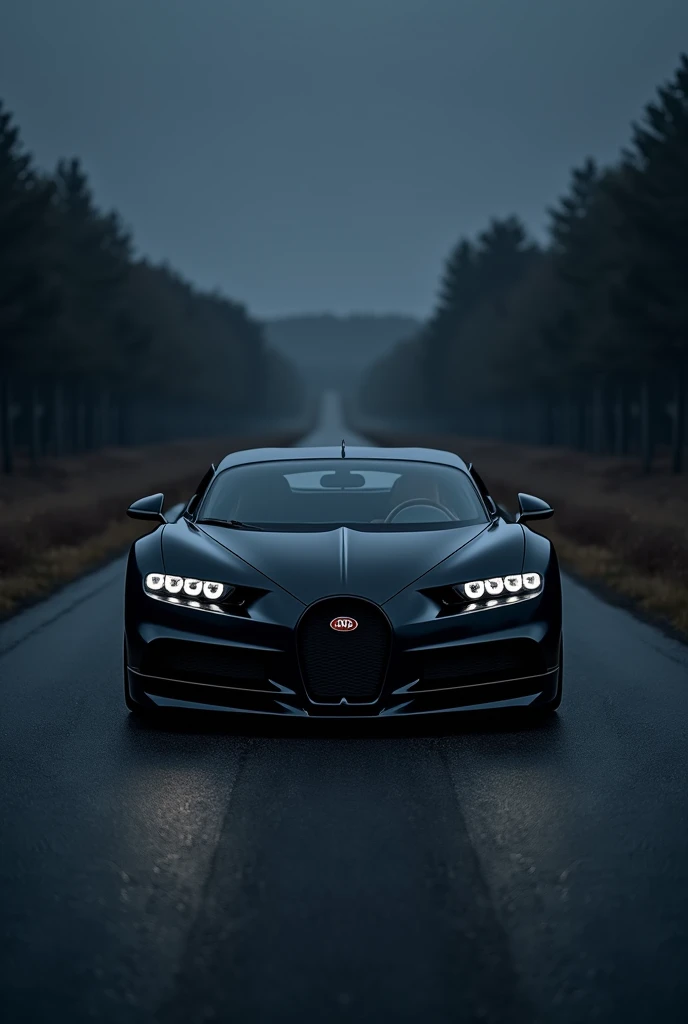 A buggati chiron all black colour in silent road
