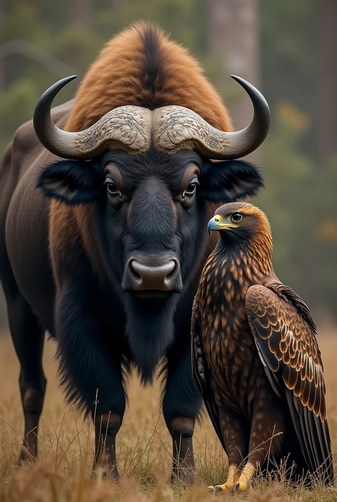 The buffalo wears the throne, the hawk bows and kneels