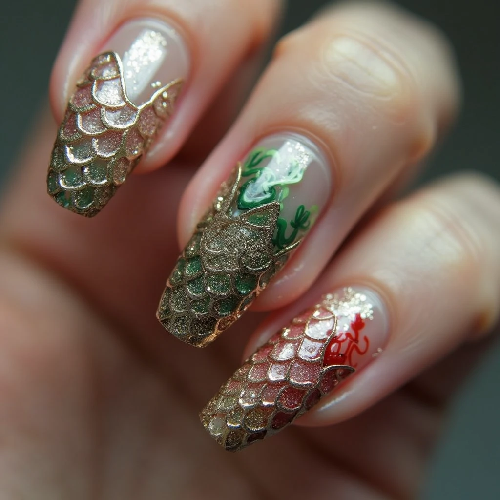 Realistic dragon nail paint