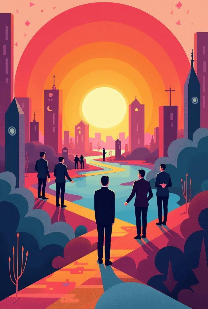 Scientific management give poster in pink purple Orange red blue