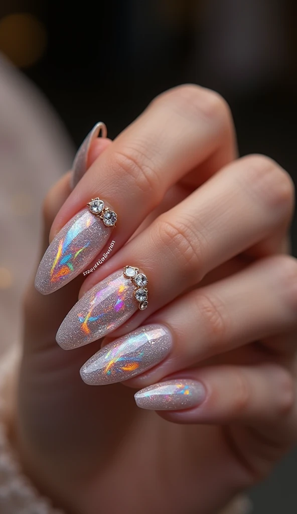 Make me nails that are inspired by diamons and luxury