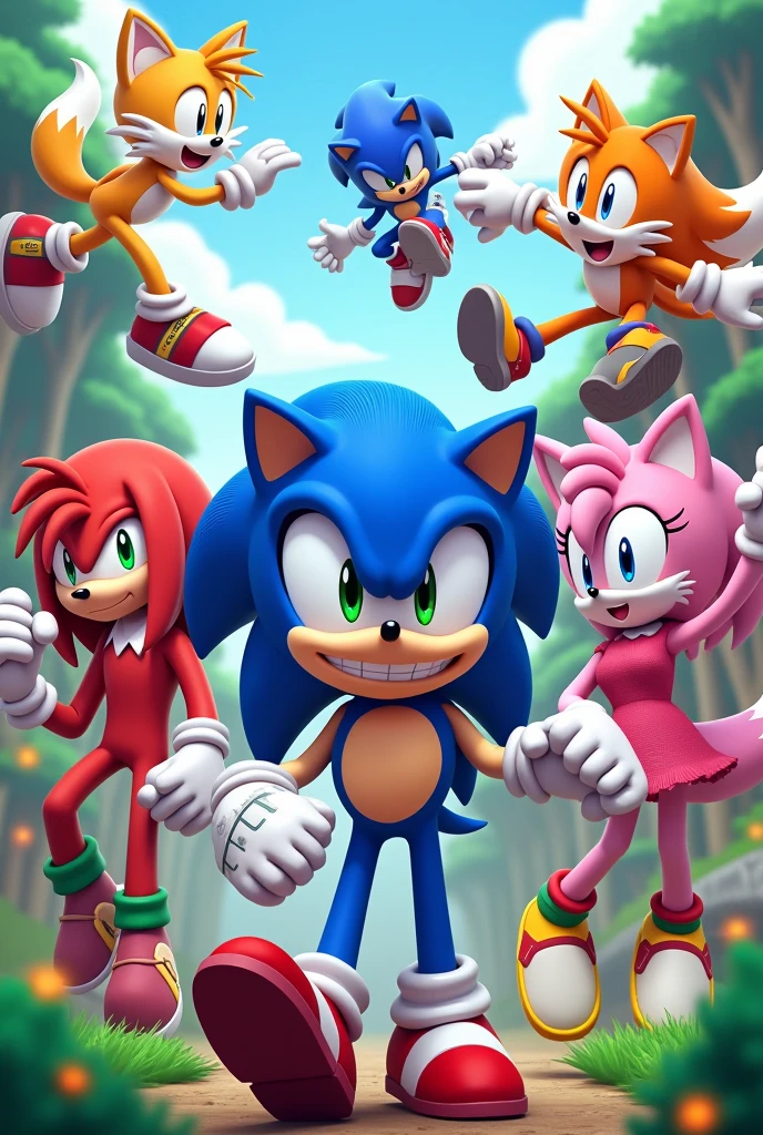 characters fun together with sonic