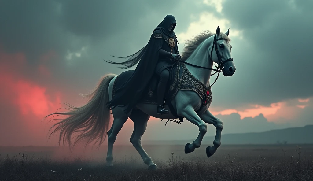 the white horse of apocalypse with its mounted rider