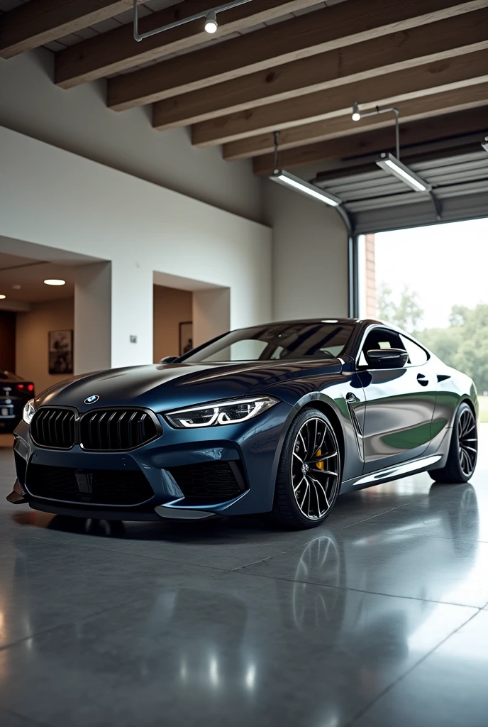 garage room park a BMW M8 sports car image luck like real and room note a luxury