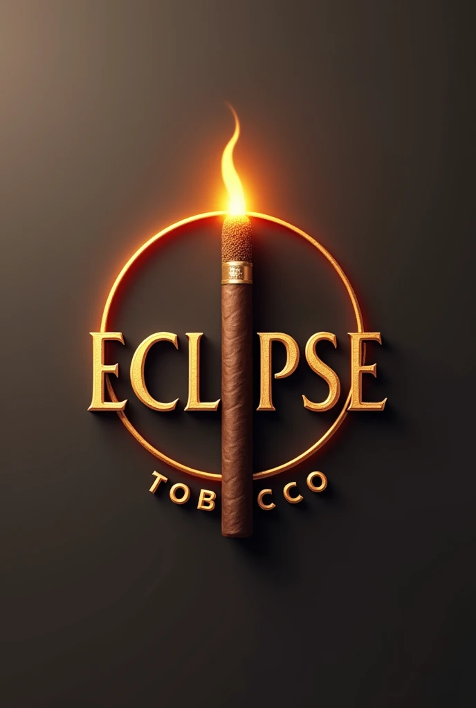 Generate a professional and realistic image of a tobacco logo with the name Eclipse Tobacco with the i that is a cigar