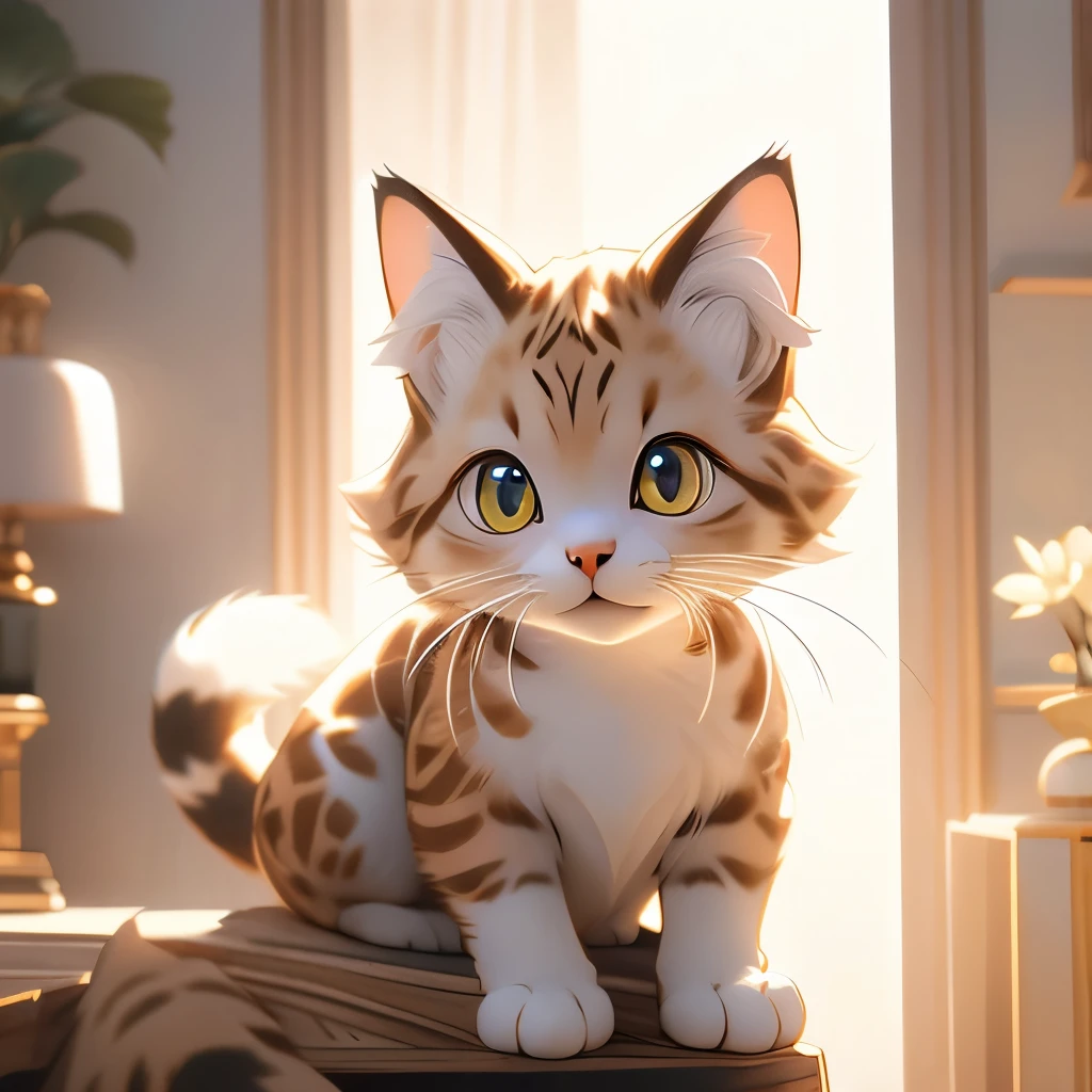 there is a cat sitting on a white surface looking at the camera, cat giraffe hybrid, the cat looks like giraffe, very handsome, spotted ultra realistic, cat dog hybrid, has a very realistic look to it, sora as a cat, tabaxi male, a handsome, high-resolution photo, cute looking, awesome cat, a cat, human cat hybrid