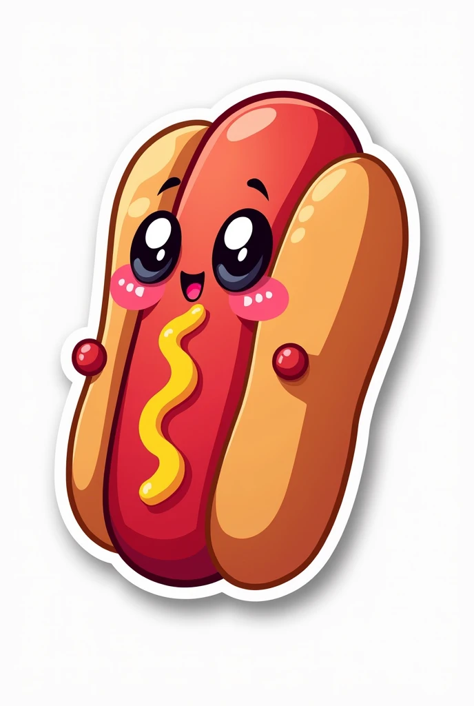 I WANT A ROUND STICKER WITH A WHITE BACKGROUND: WITH A RED GUMMY CANDY FUSED WITH A HOT DOG BOTH ANIMATED VECTORS

