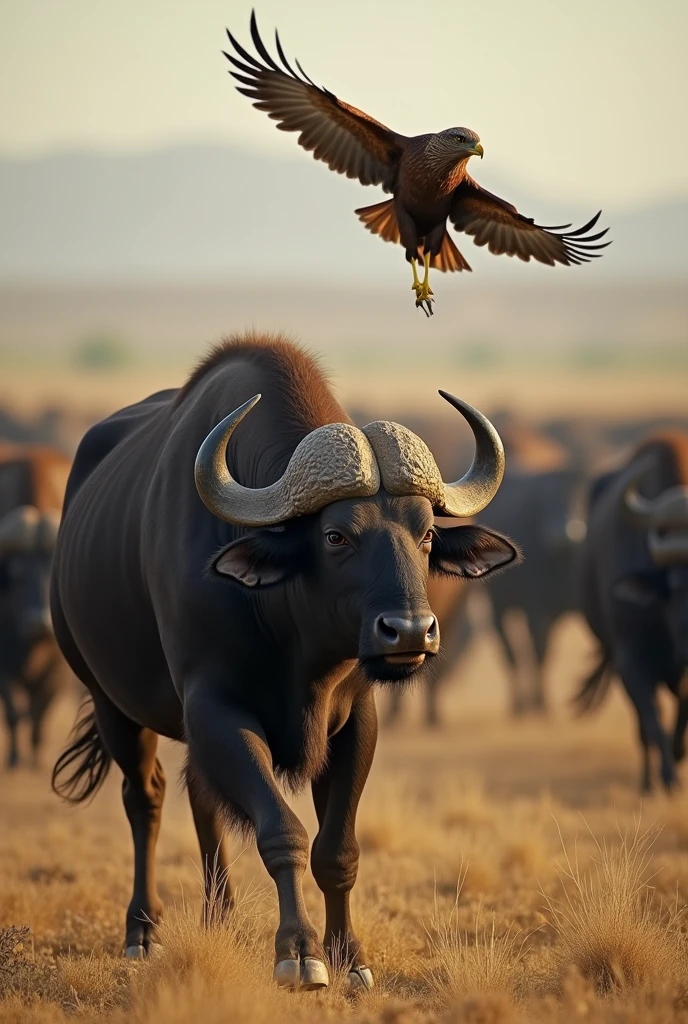 Thousands of buffaloes trampled the hawk