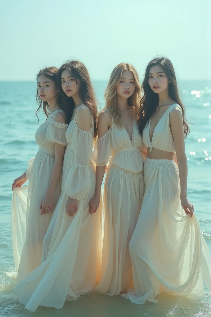 I'm taking photos for a new concept album. Create a girl group concept photo in the style of "AD MARE"