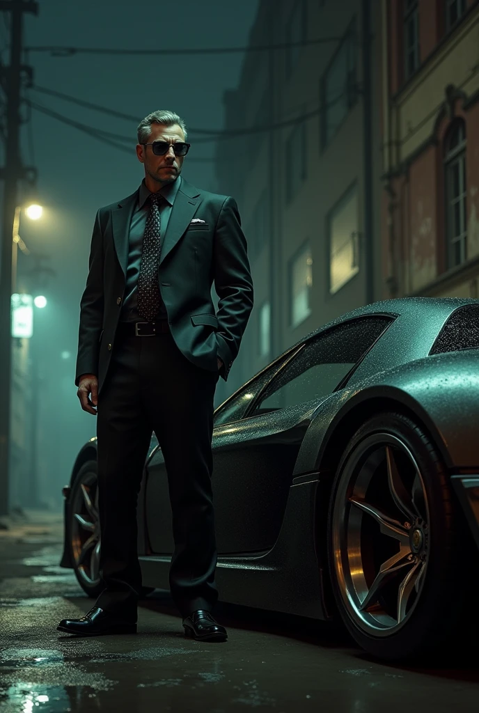 A drug dealer with a nice car in a four